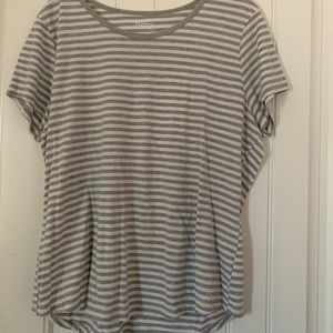 Hanes womens gray and white striped t-shirt